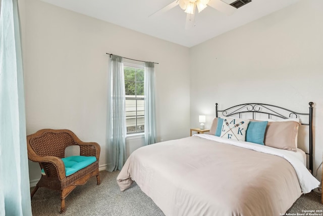 208 Woodridge, Canyon Lake, TX 78133 - bedroom with ceiling fan, carpet floors, and visible vents