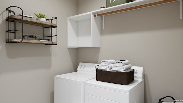 7622 Jacksboro Dr, San Antonio, TX 78252 - washroom with laundry area and separate washer and dryer