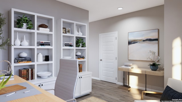7622 Jacksboro Dr, San Antonio, TX 78252 - home office featuring baseboards and wood finished floors