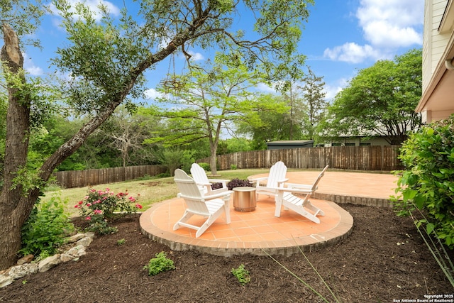 view of yard featuring a fenced backyard and a patio