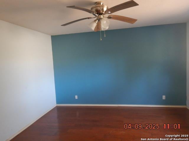 9704 Big Geronimo, San Antonio, TX 78254 - unfurnished room featuring wood finished floors, ceiling fan, and baseboards