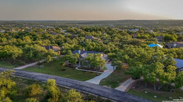 view of aerial view at dusk