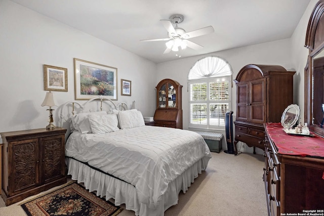 628 Mission Vw, New Braunfels, TX 78130 - bedroom featuring light carpet and a ceiling fan