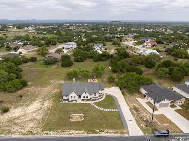 birds eye view of property with a residential view