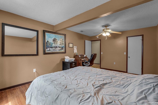 5906 Kissing Oak, San Antonio, TX 78247 - bedroom with baseboards, visible vents, light wood-style floors, and a textured ceiling