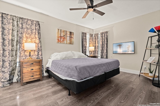 371 Sprucewood Ln, San Antonio, TX 78216 - bedroom with wood finished floors, a ceiling fan, and baseboards