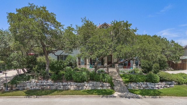 3329 Navasota Cir, San Antonio, TX 78259 - view of property hidden behind natural elements with stairs