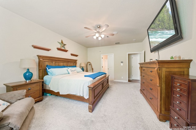3329 Navasota Cir, San Antonio, TX 78259 - bedroom featuring light carpet and ceiling fan