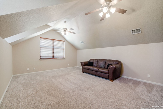 3329 Navasota Cir, San Antonio, TX 78259 - sitting room with a ceiling fan, carpet, and vaulted ceiling