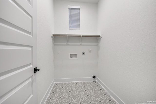 laundry room featuring electric dryer hookup, laundry area, baseboards, hookup for a gas dryer, and washer hookup