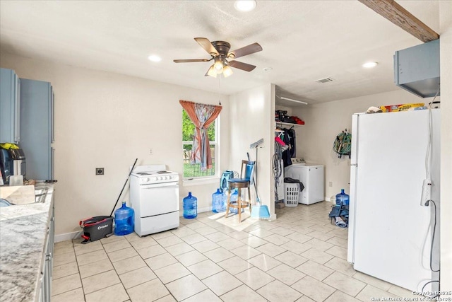 610 Novella, Adkins, TX 78101 - interior space featuring recessed lighting, baseboards, ceiling fan, and washer / clothes dryer