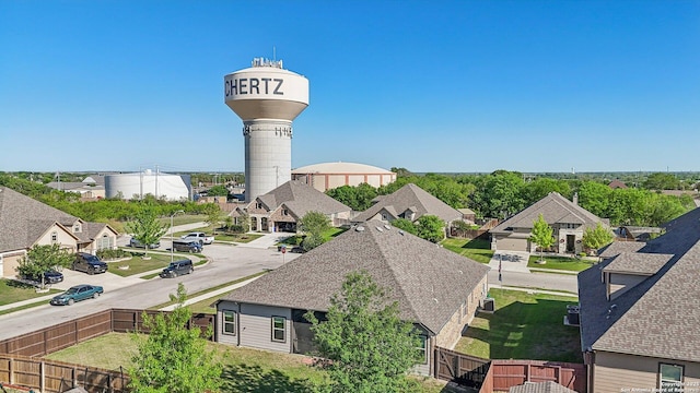 aerial view with a residential view