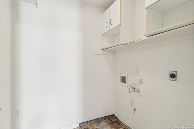 24915 Flying Arrow, San Antonio, TX 78258 - washroom with cabinet space, hookup for an electric dryer, and hookup for a washing machine