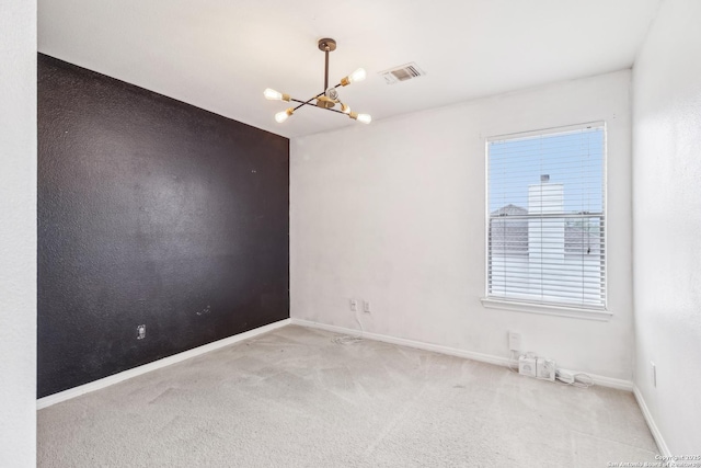 24915 Flying Arrow, San Antonio, TX 78258 - carpeted empty room featuring baseboards, a notable chandelier, and visible vents
