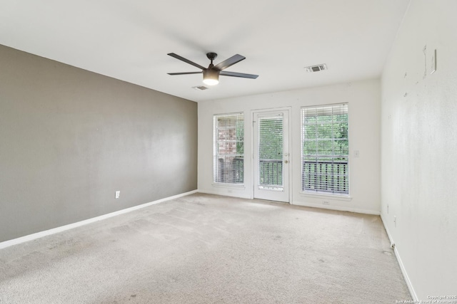 24915 Flying Arrow, San Antonio, TX 78258 - carpeted empty room featuring baseboards, visible vents, and ceiling fan