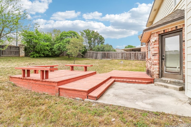 24915 Flying Arrow, San Antonio, TX 78258 - exterior space with a fenced backyard, a deck, a patio, and entry steps