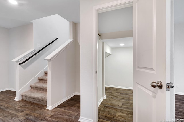 6551 Legato, San Antonio, TX 78252 - staircase with recessed lighting, wood finished floors, and baseboards