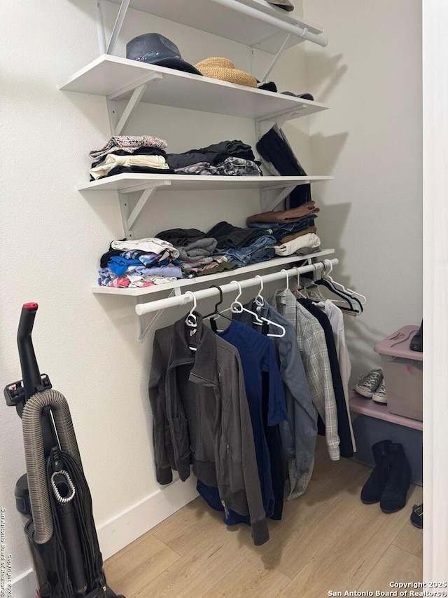 walk in closet featuring wood finished floors