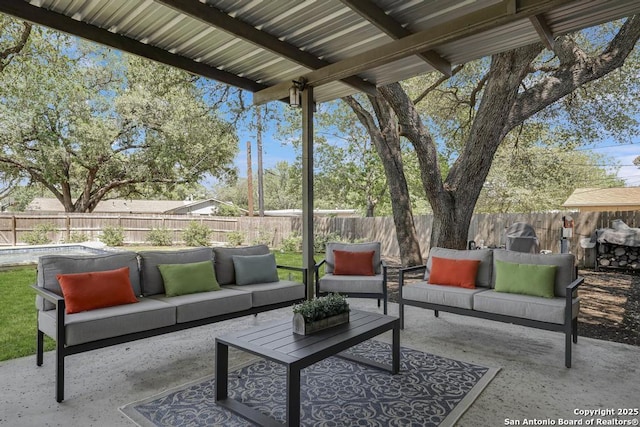 1815 Edgehill Dr, San Antonio, TX 78209 - view of patio / terrace with a fenced backyard and outdoor lounge area