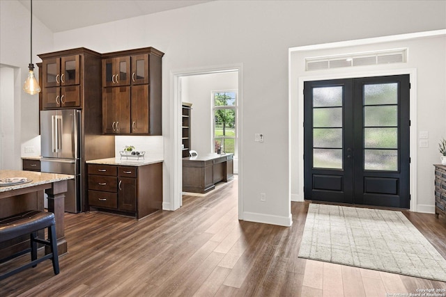 110 Madrone Trl, Boerne, TX 78006 - entrance foyer with baseboards, french doors, and dark wood-type flooring