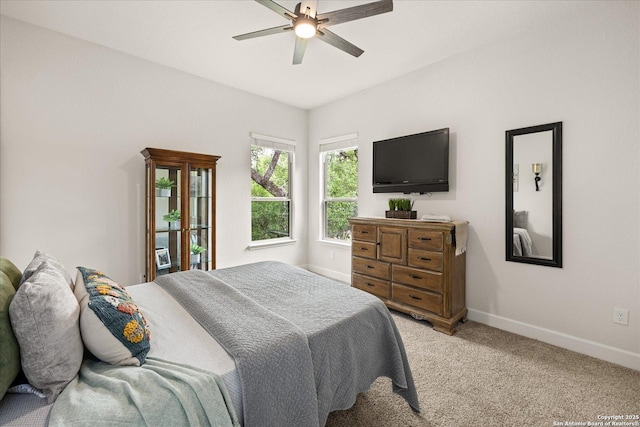 110 Madrone Trl, Boerne, TX 78006 - bedroom with a ceiling fan, baseboards, and light colored carpet