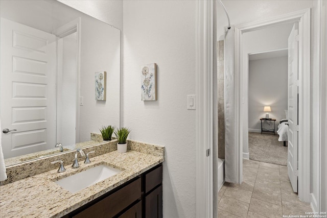 110 Madrone Trl, Boerne, TX 78006 - bathroom with vanity and tile patterned floors