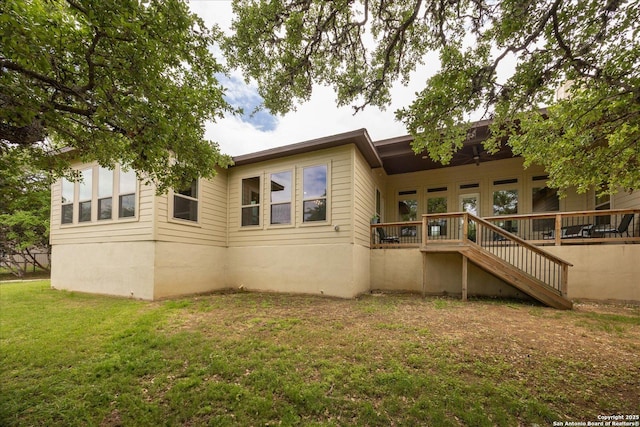 110 Madrone Trl, Boerne, TX 78006 - back of property featuring stairs and a yard