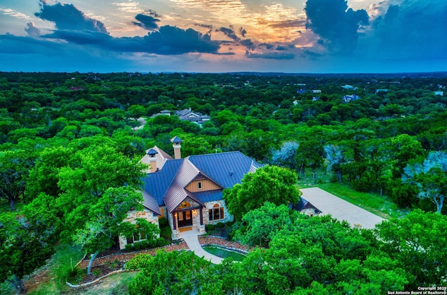 114 Riverwalk, Boerne, TX 78006 - aerial view at dusk with a forest view