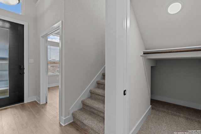 133 Bailey Blf, San Antonio, TX 78253 - staircase featuring wood finished floors and baseboards
