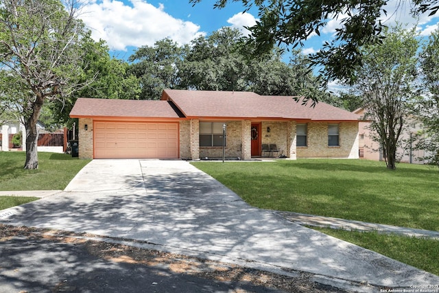 6807 Burnley, San Antonio, TX 78239 - single story home featuring an attached garage, a front lawn, brick siding, and concrete driveway