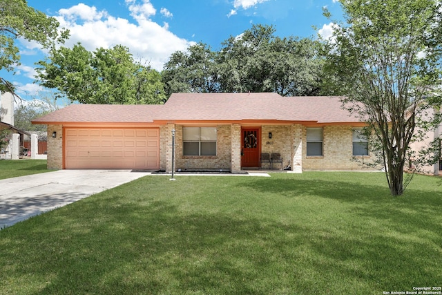 6807 Burnley, San Antonio, TX 78239 - single story home with concrete driveway, a front lawn, brick siding, and a garage