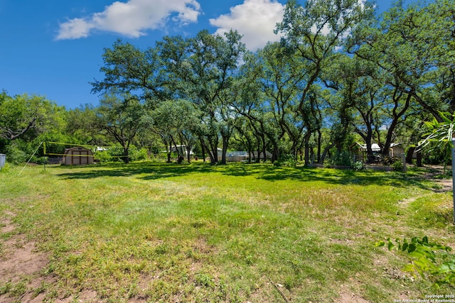 9416 Geronimo Vw, San Antonio, TX 78254 - view of yard featuring a storage shed, an outdoor structure, and fence