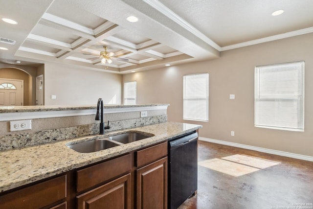 5103-5105 Flipper, San Antonio, TX 78238 - kitchen with a sink, dishwashing machine, finished concrete flooring, baseboards, and visible vents