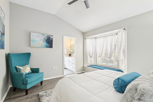 3654 Candlehead, San Antonio, TX 78244 - bedroom with vaulted ceiling, wood finished floors, a ceiling fan, and baseboards