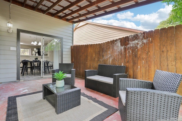 3654 Candlehead, San Antonio, TX 78244 - view of patio featuring fence, an outdoor hangout area, and outdoor dining area