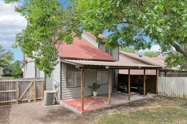 3654 Candlehead, San Antonio, TX 78244 - back of property featuring central air condition unit, a patio, and a fenced backyard