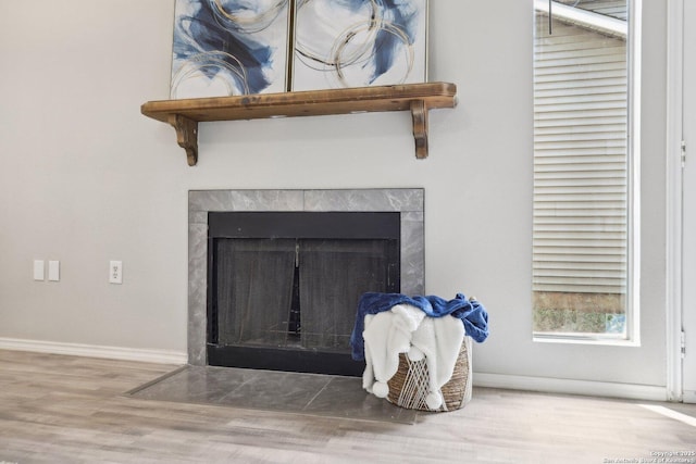 3654 Candlehead, San Antonio, TX 78244 - interior details featuring a fireplace with flush hearth, wood finished floors, and baseboards