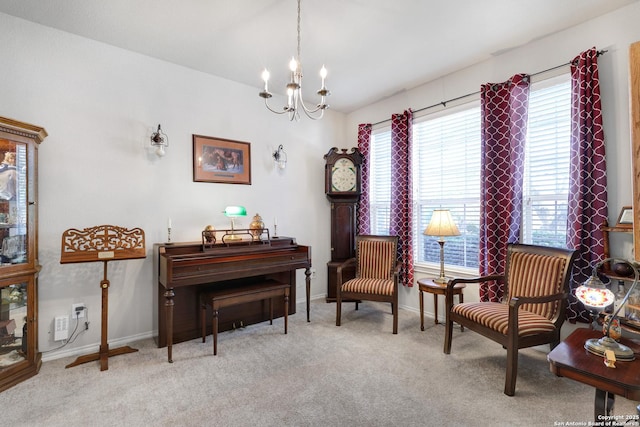 711 Point Spgs, San Antonio, TX 78253 - sitting room with a chandelier, baseboards, and carpet flooring