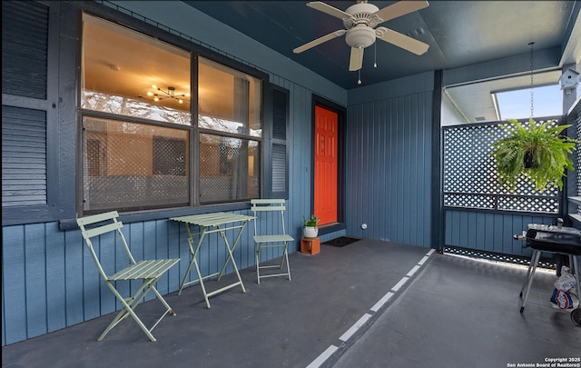 view of patio / terrace featuring a ceiling fan