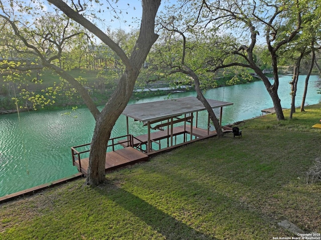 706 Gloria, Seguin, TX 78155 - dock area featuring a yard and a water view