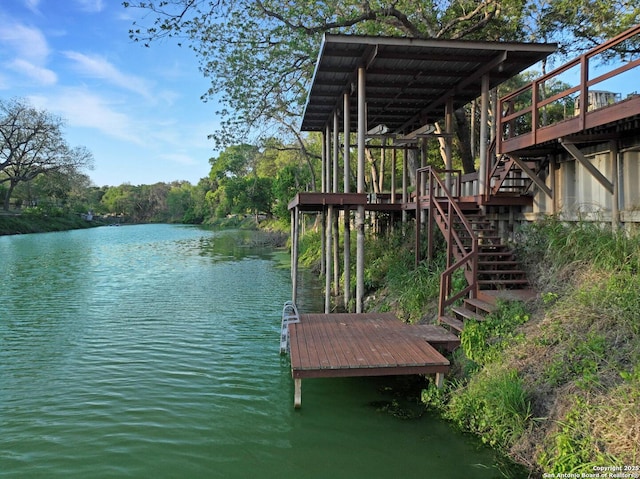 706 Gloria, Seguin, TX 78155 - view of dock featuring a deck with water view and stairs