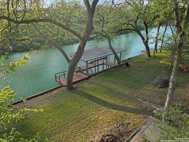 706 Gloria, Seguin, TX 78155 - dock area with a lawn and a water view