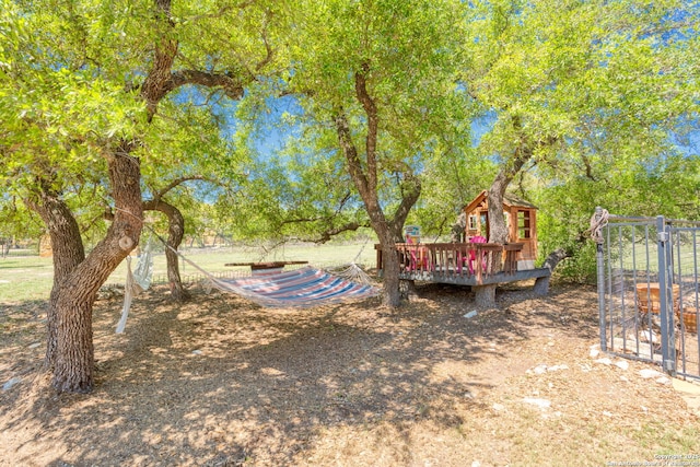 view of yard featuring a deck