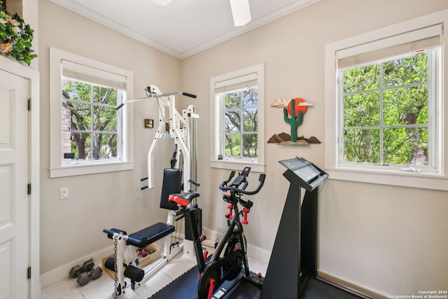 110 Turnberry Way, San Antonio, TX 78230 - exercise area with crown molding and baseboards