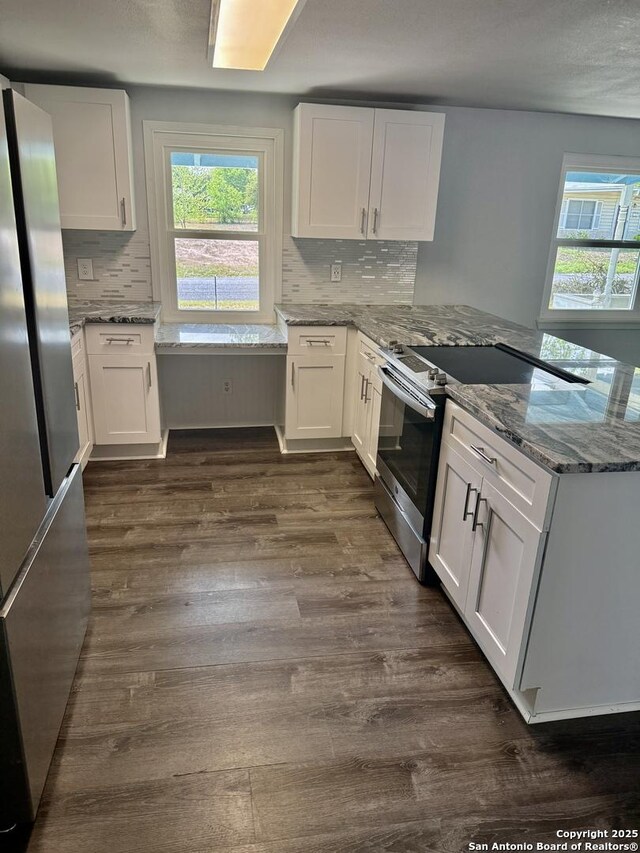 705 Short, Seguin, TX 78155 - kitchen featuring dark wood finished floors, appliances with stainless steel finishes, and plenty of natural light