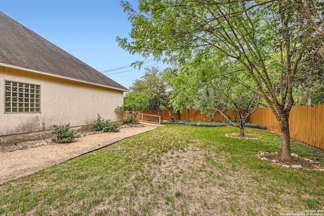 view of yard featuring a fenced backyard