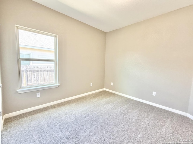 spare room with a wealth of natural light, baseboards, and carpet