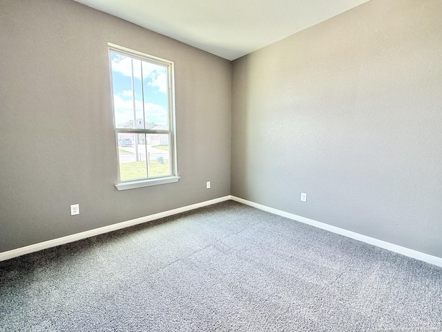 spare room featuring carpet, a wealth of natural light, and baseboards