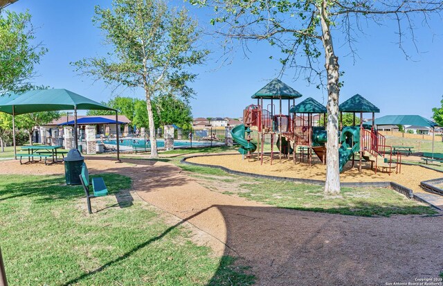 3938 Bentwood Way, New Braunfels, TX 78130 - community jungle gym with fence and a yard