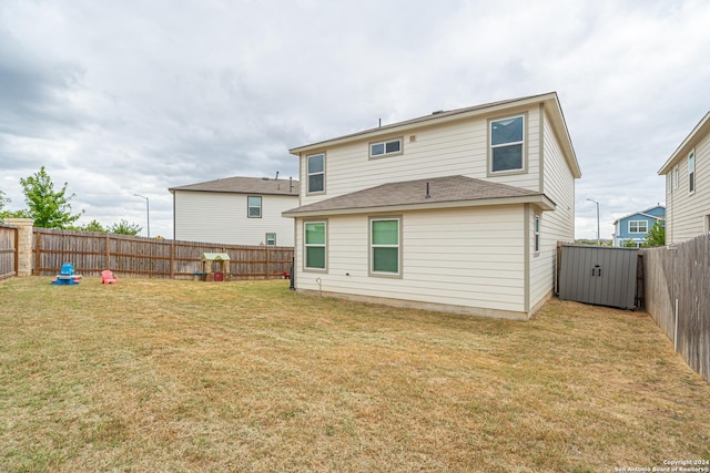 13907 Cyprus Sedge, San Antonio, TX 78254 - back of property with a fenced backyard and a lawn